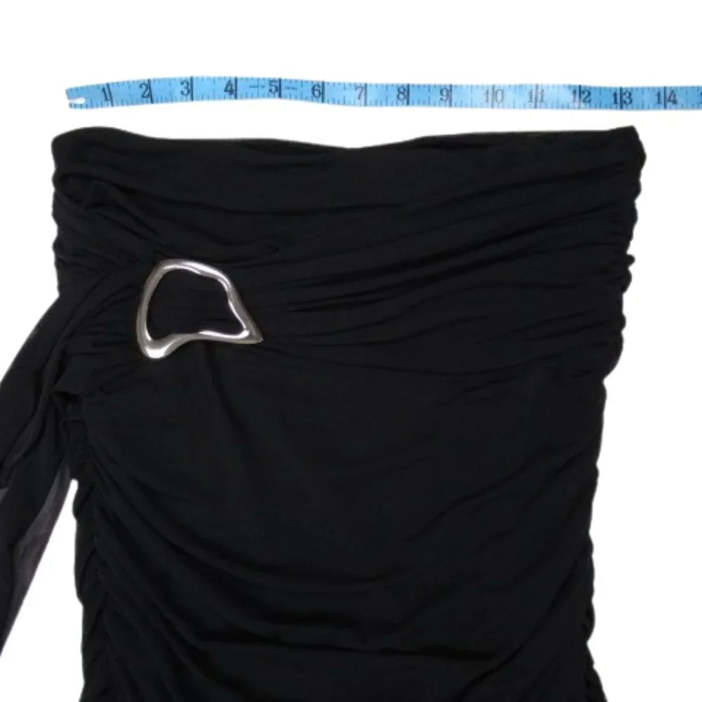 By Anthropologie Ruched Sash Mermaid Maxi Long Peekaboo Skirt Black S
